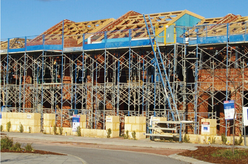 Two-storey scaffolding erected on a Perth build